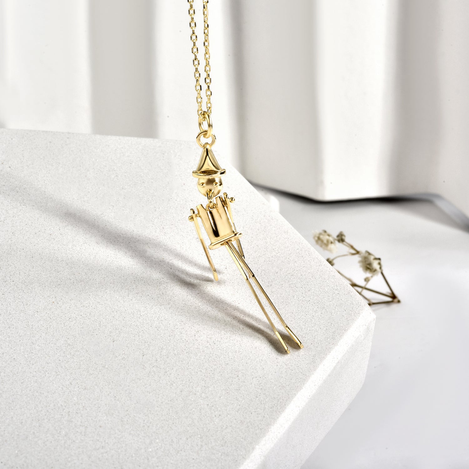 Pinocchio Charm Necklace 14K Gold