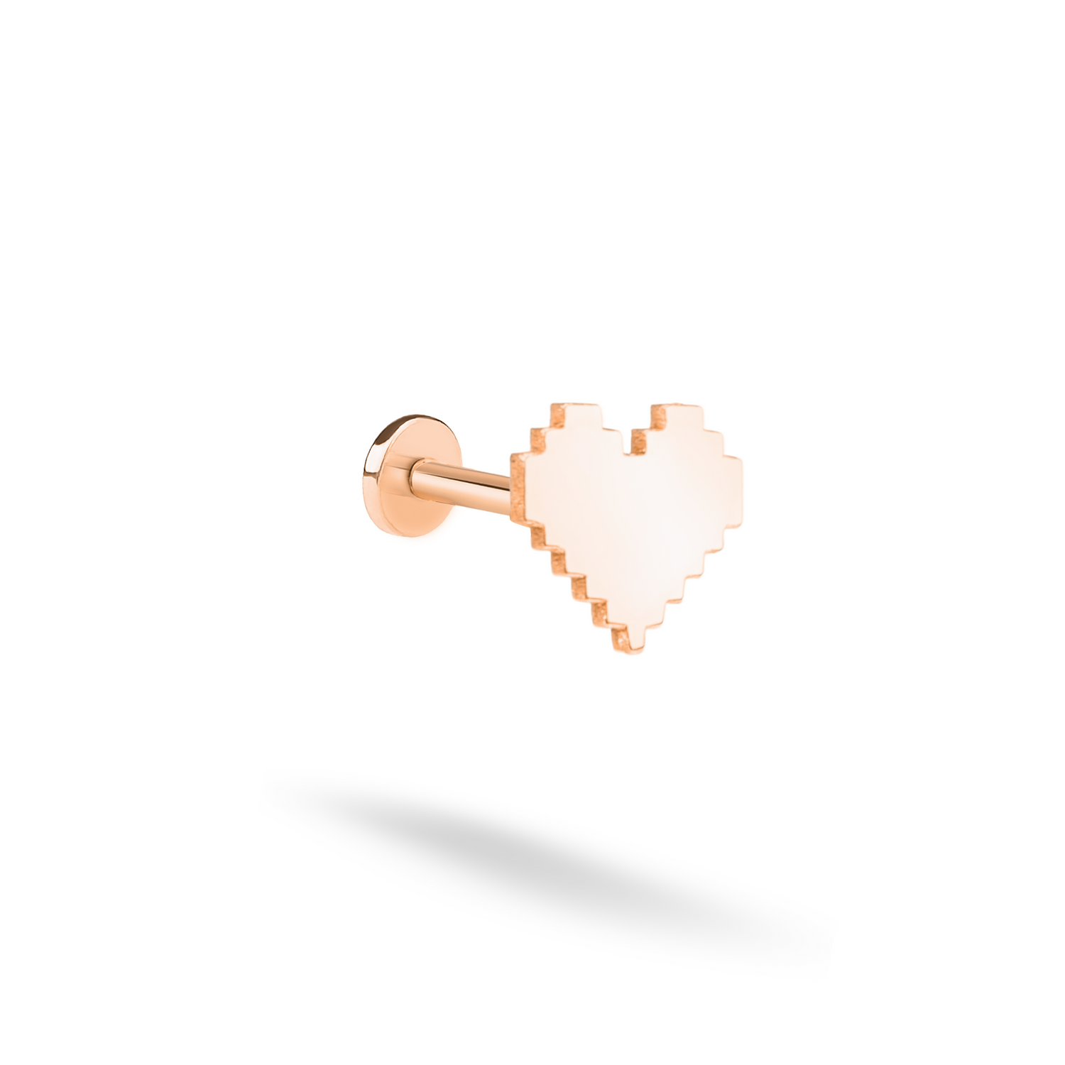 Pixel Heart Flatback Earring in 14K Gold