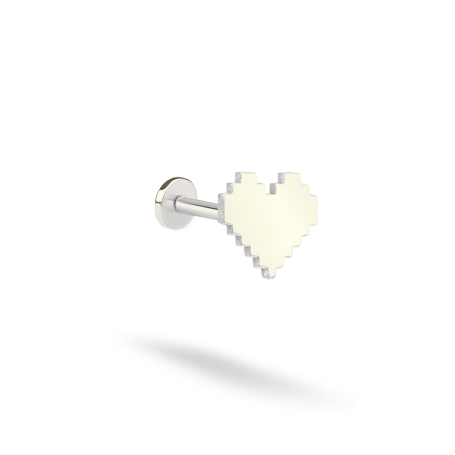 Pixel Heart Flatback Earring in 14K Gold