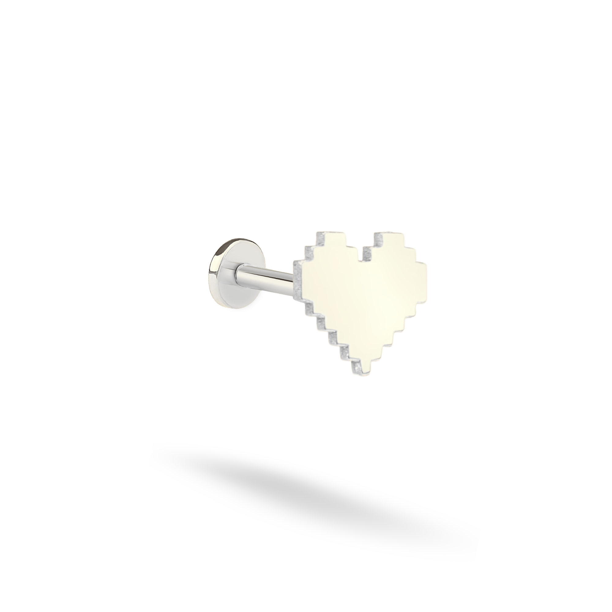 Pixel Heart Flatback Earring in 14K Gold