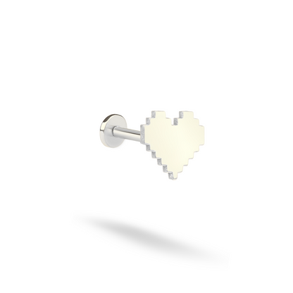 Pixel Heart Flatback Earring in 14K Gold