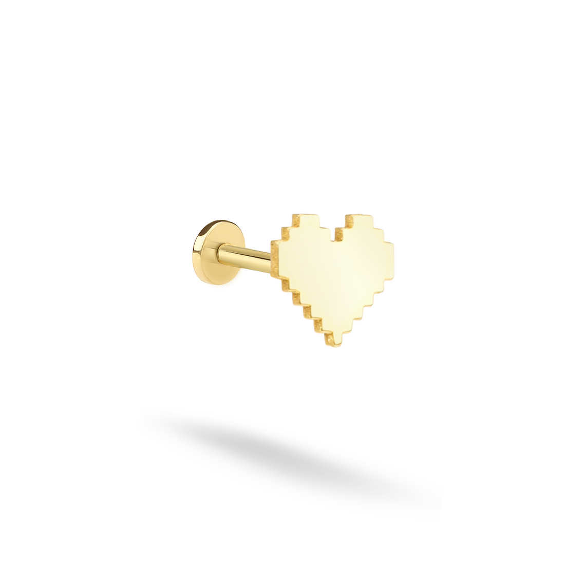 Pixel Heart Flatback Earring in 14K Gold