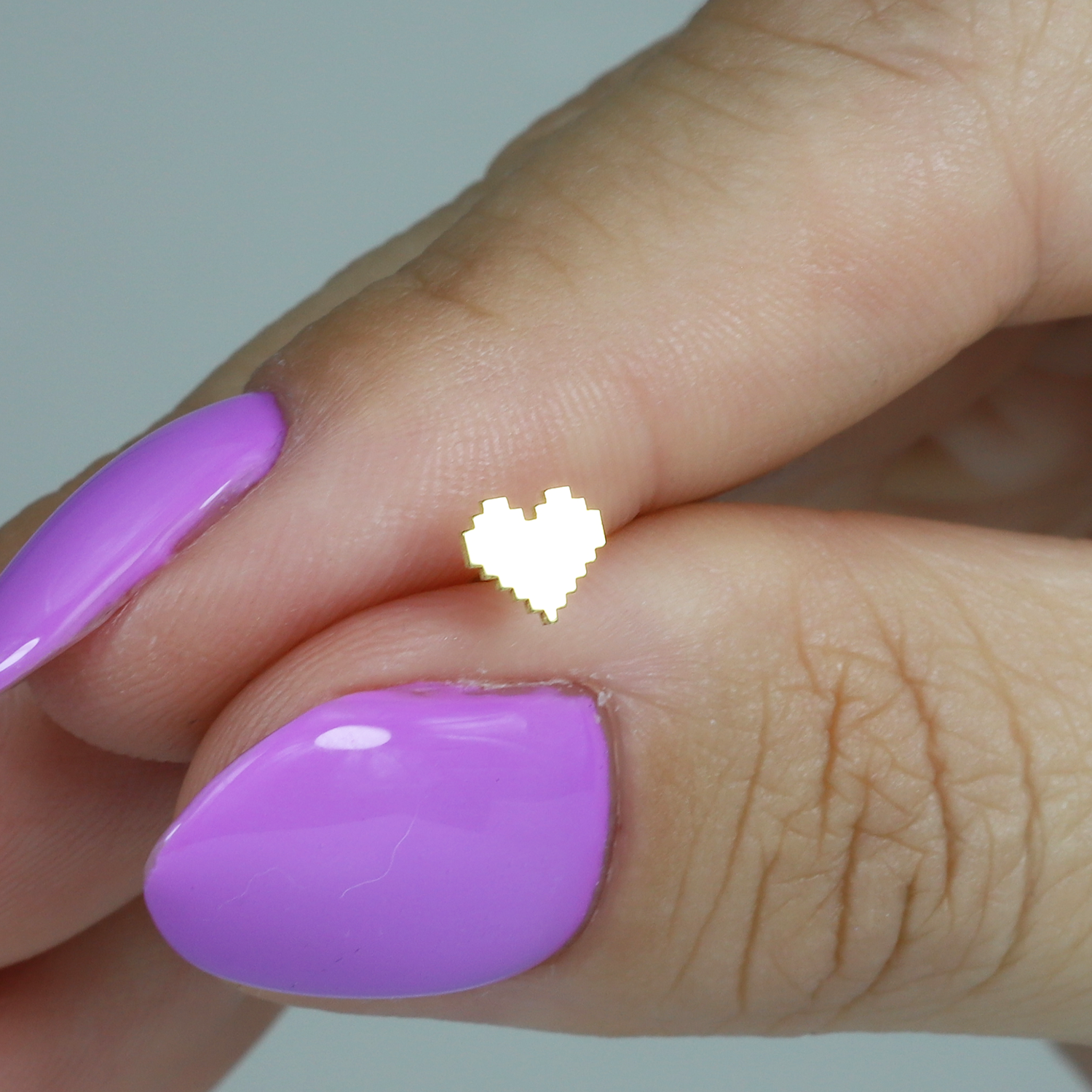 Pixel Heart Flatback Earring in 14K Gold