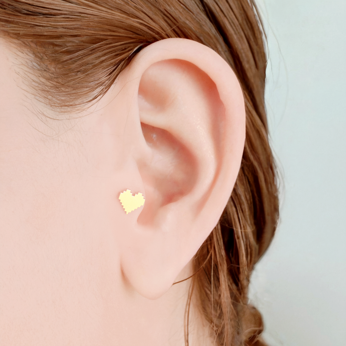 Flatback Pixel Heart 14K Gold Piercing