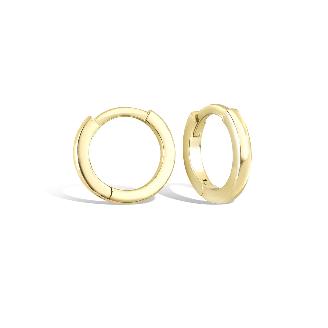 Plain Huggie Hoops Earrings 14K Gold 		