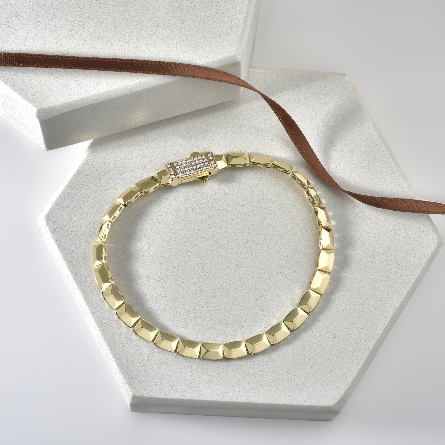 Polygonal Array Bracelet 14K Gold