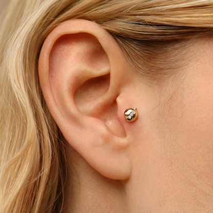 Diamond Flatback Ear Piercing 14K Gold CZ Stone