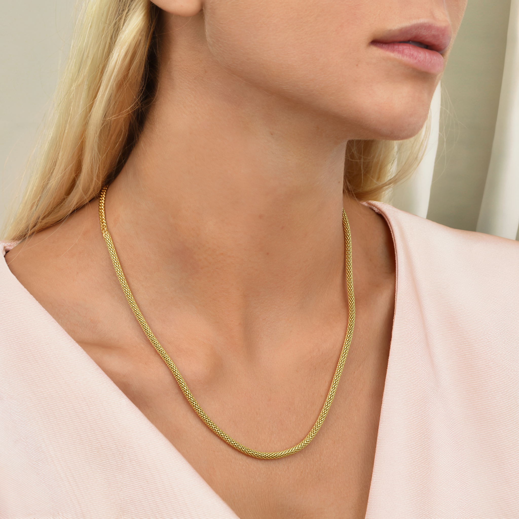 Wicker Wrap Chain Necklace 14K Gold
