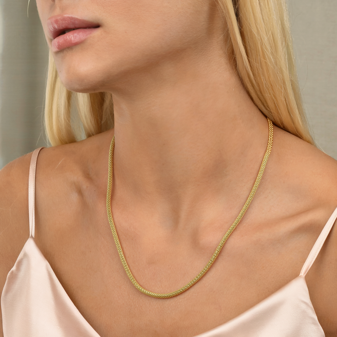 Wicker Wrap Chain Necklace 14K Gold