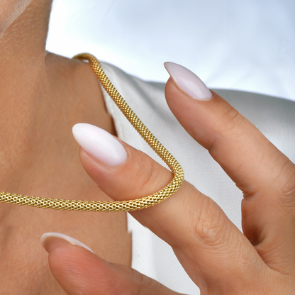 Wicker Wrap Chain Necklace 14K Gold