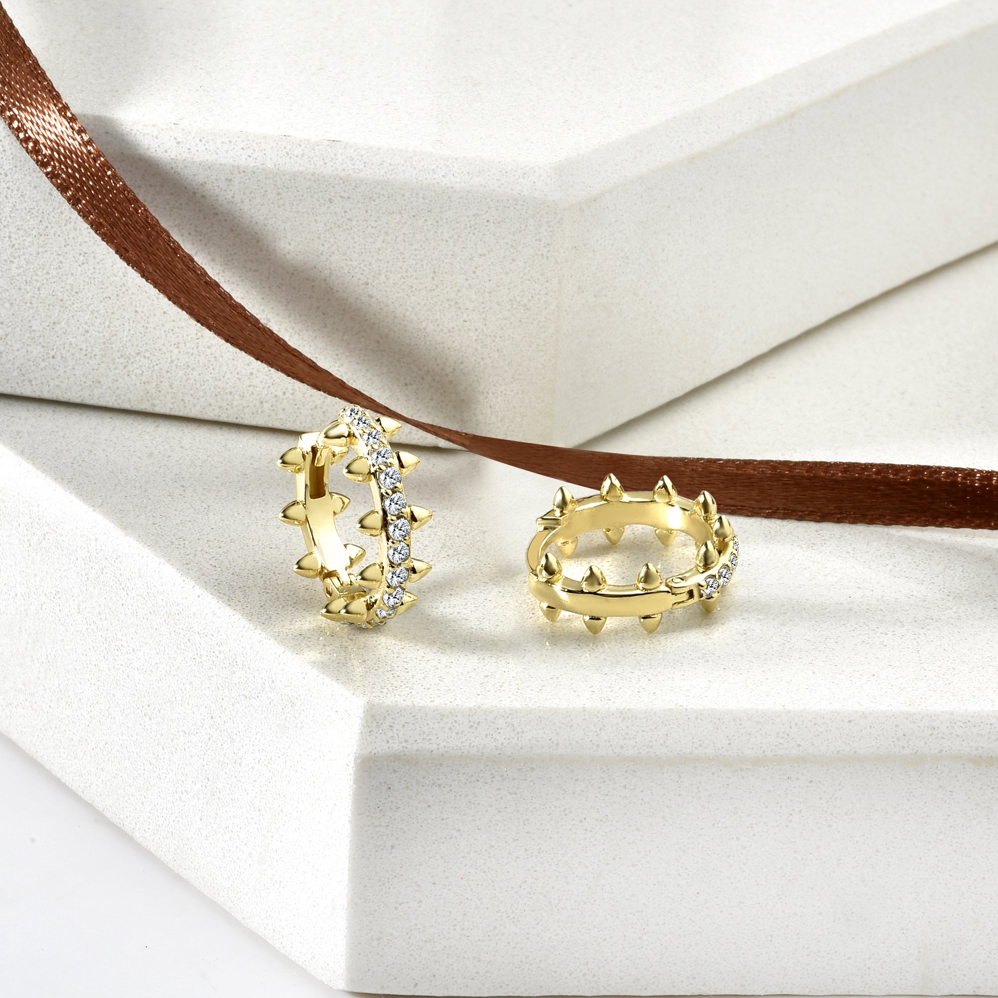 Prestige Diamond Hoops Earrings 14K Gold