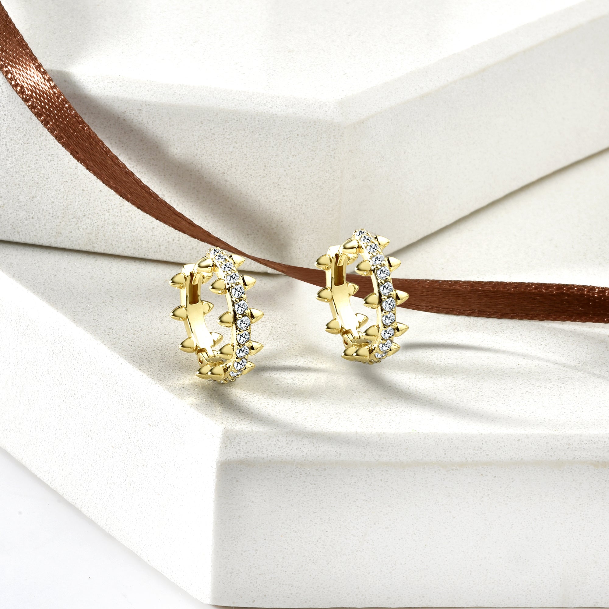 Prestige Diamond Hoops Earrings 14K Gold