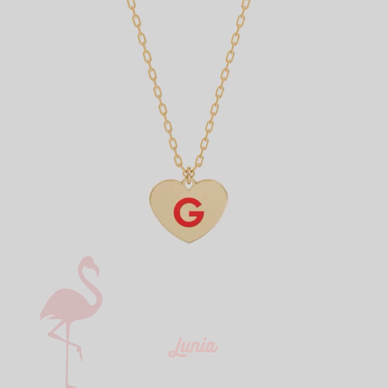 Heart Love Initial Letter Custom Necklace 14K Gold / Silver