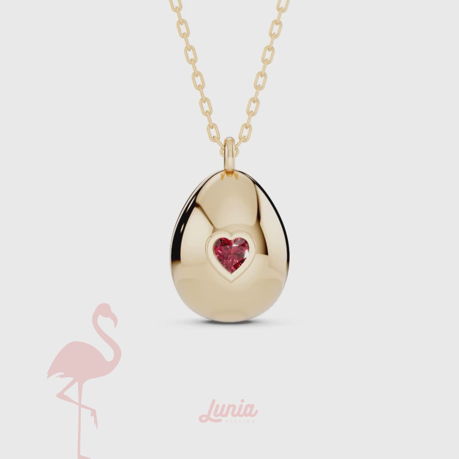 Easter Egg Heart Stone Birthstone Custom Necklace 14K Gold / Silver