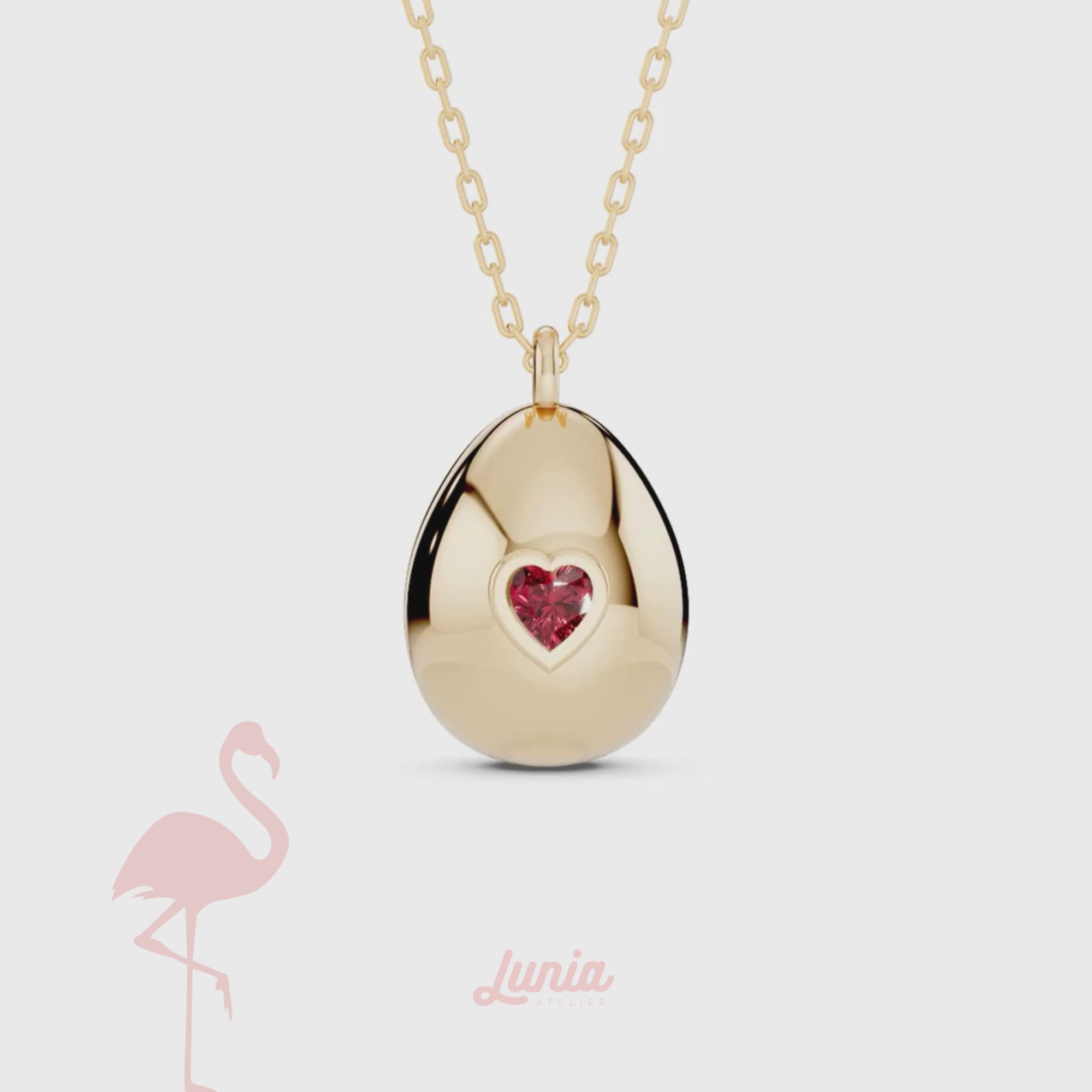 Easter Egg Heart Stone Birthstone Custom Necklace 14K Gold / Silver