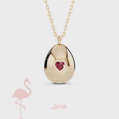 Easter Egg Heart Stone Birthstone Custom Necklace 14K Gold / Silver