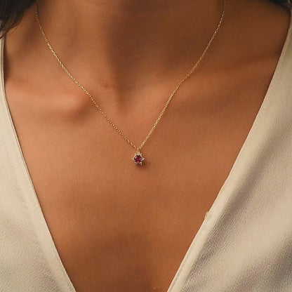 Pink Star Diamond Necklace 14K Gold