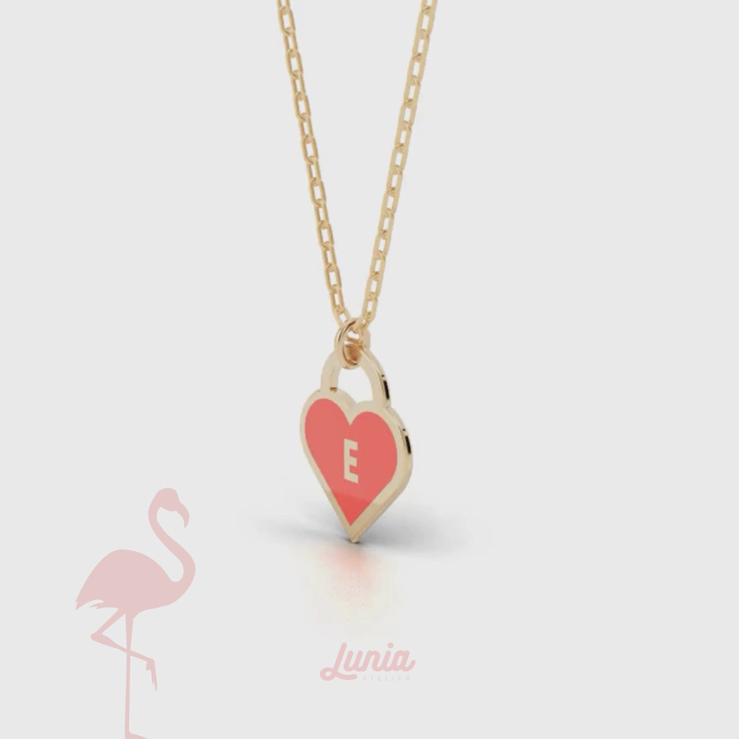 Heart Padlock Letter Personalized Custom Necklace 14K Gold / Silver