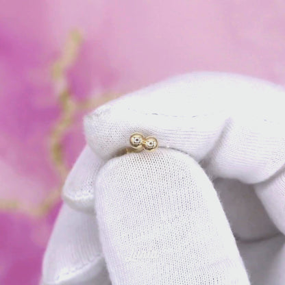 Double Ball Flatback Ear Piercing 14K Gold