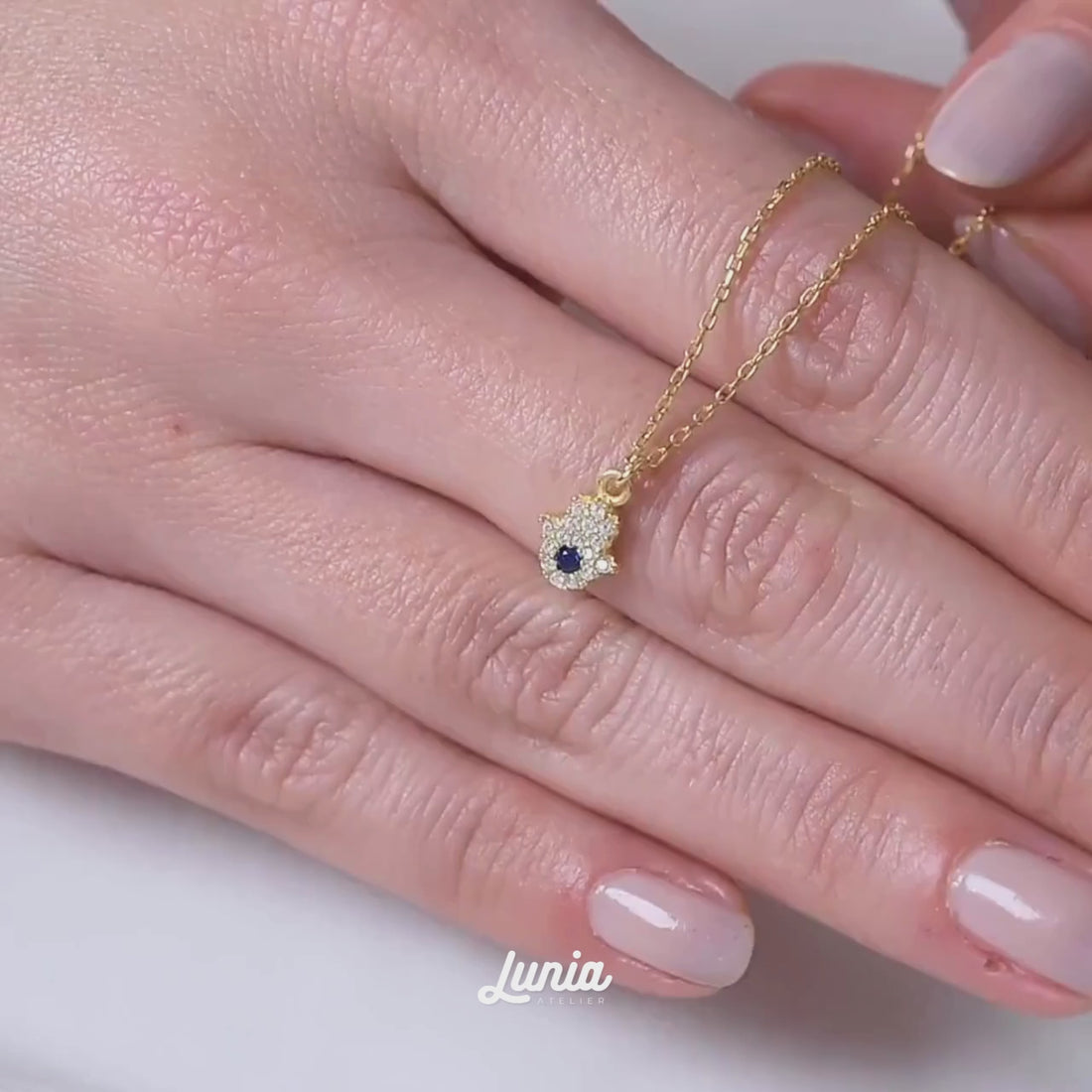 Protective Eye Hamsa Necklace 14K Gold / Silver