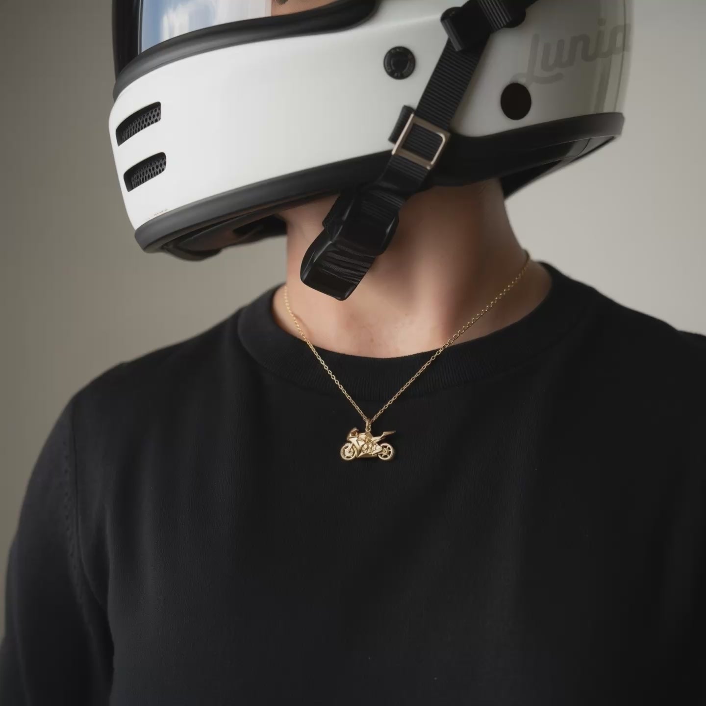 Superbike Diecast Model Motorcycle Necklace 14K Gold / Silver