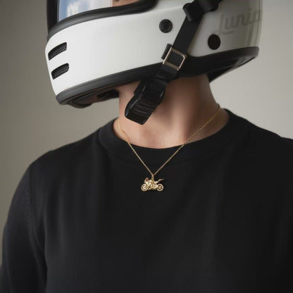 Superbike Diecast Model Motorcycle Necklace 14K Gold / Silver