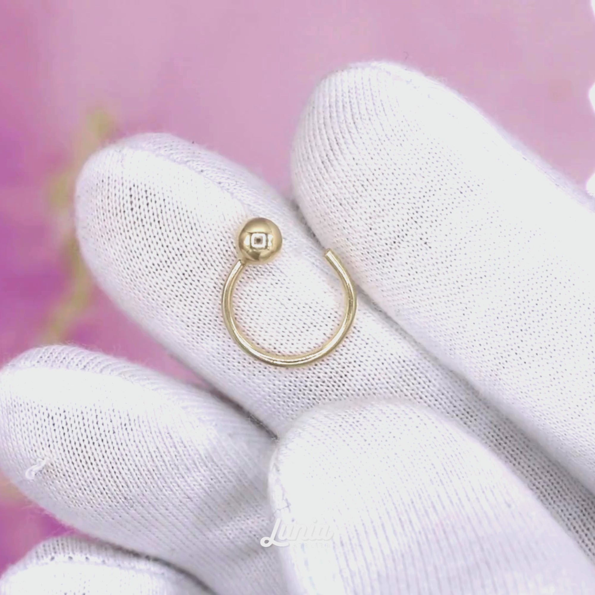 Single Ball Hoop Ear Piercing 14K Gold