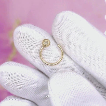 Single Ball Hoop Ear Piercing 14K Gold