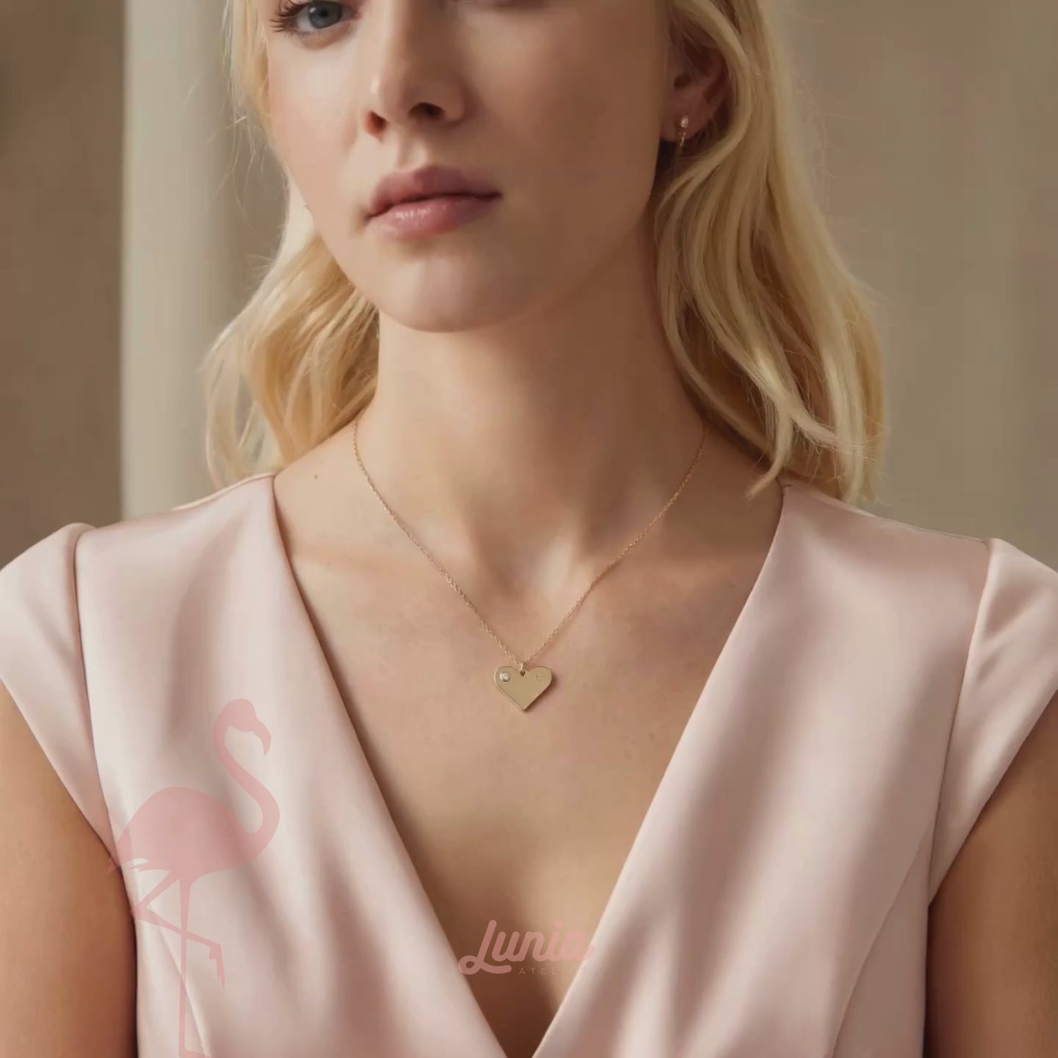 Heart Letter Diamond Personalized Custom Necklace 14K Gold / Silver