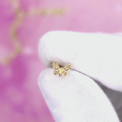 Mini Butterfly Flatback Ear Piercing 14K Gold