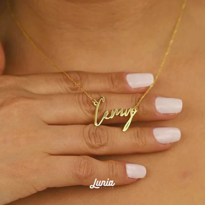 Modern Personalized Name Custom Necklace 14K Gold