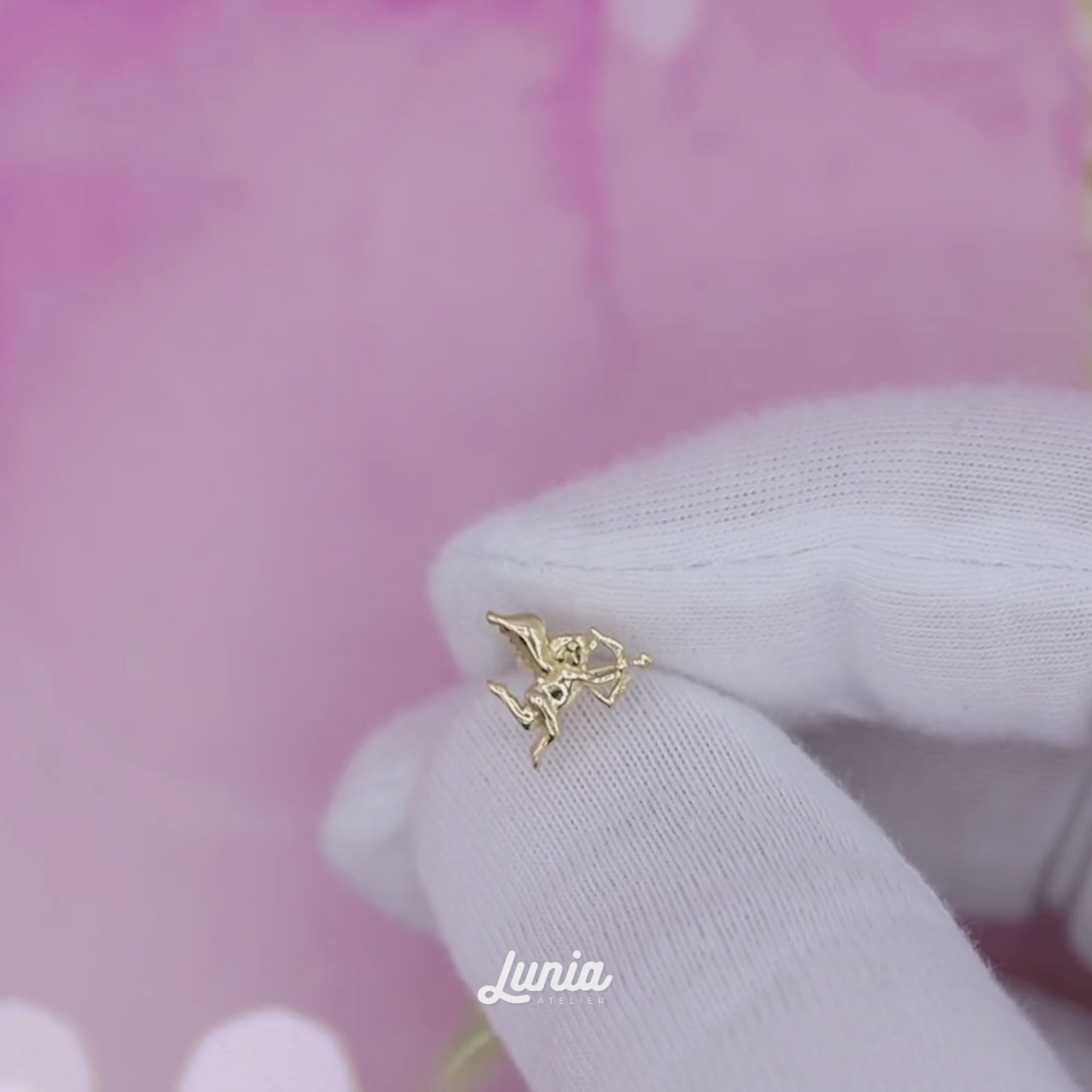 Angel of Love Flatback Ear Piercing 14K Gold