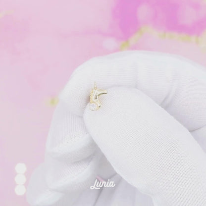 Unicorn Flatback Ear Piercing 14K Gold