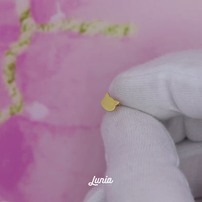 Cat Flatback Ear Piercing 14K Gold