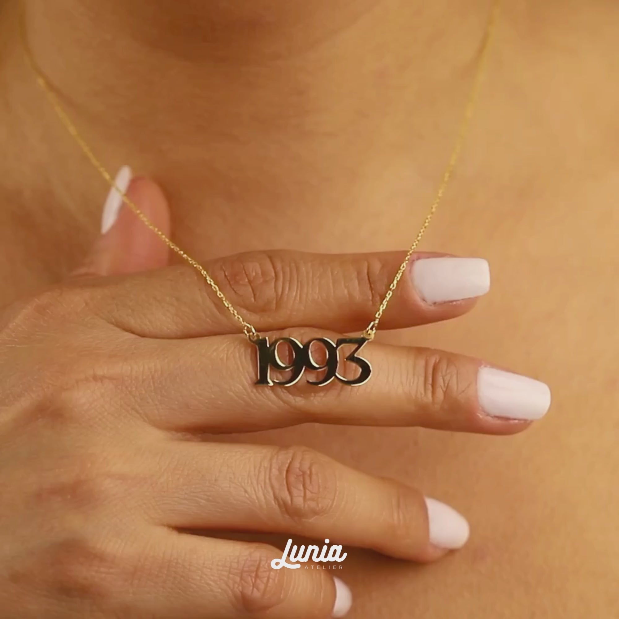Favorite Year Custom Personalized Date Necklace 14K Gold