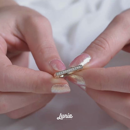 Slim Crystal Diamond 14K Gold Ring / Silver