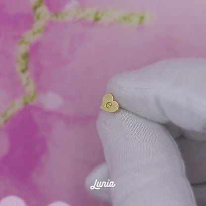 Love Initial Custom Flatback Ear Piercing 14K Gold