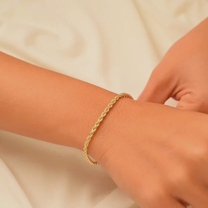 Rope Twist Chain Bracelet 14K Gold