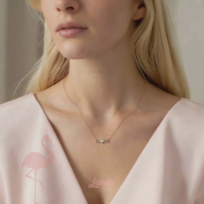 Mom Lettering Birthstone Love Mama Stone Necklace 14K Gold / Silver