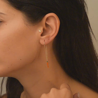 Carrot Ear Thread Earrings 14K Gold