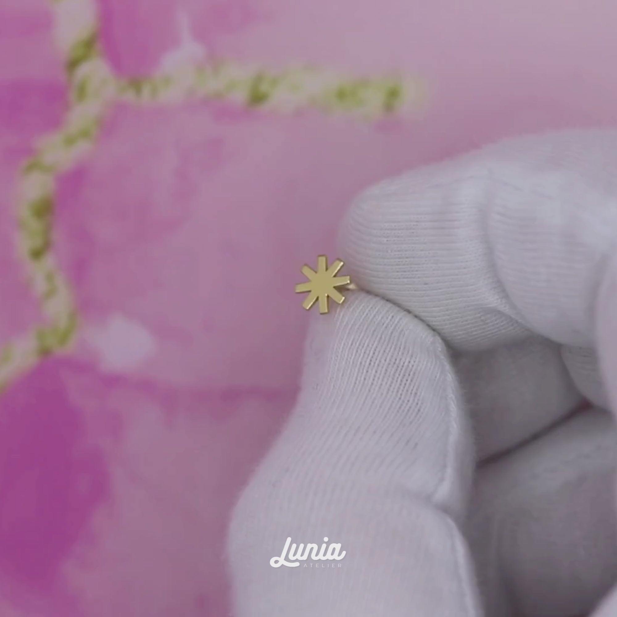 Asterisk Star Flatback Ear Piercing 14K Gold