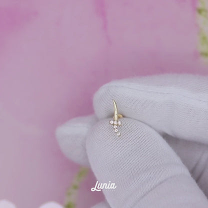 Knife Stone Flatback Ear Piercing 14K Gold with CZ Stone