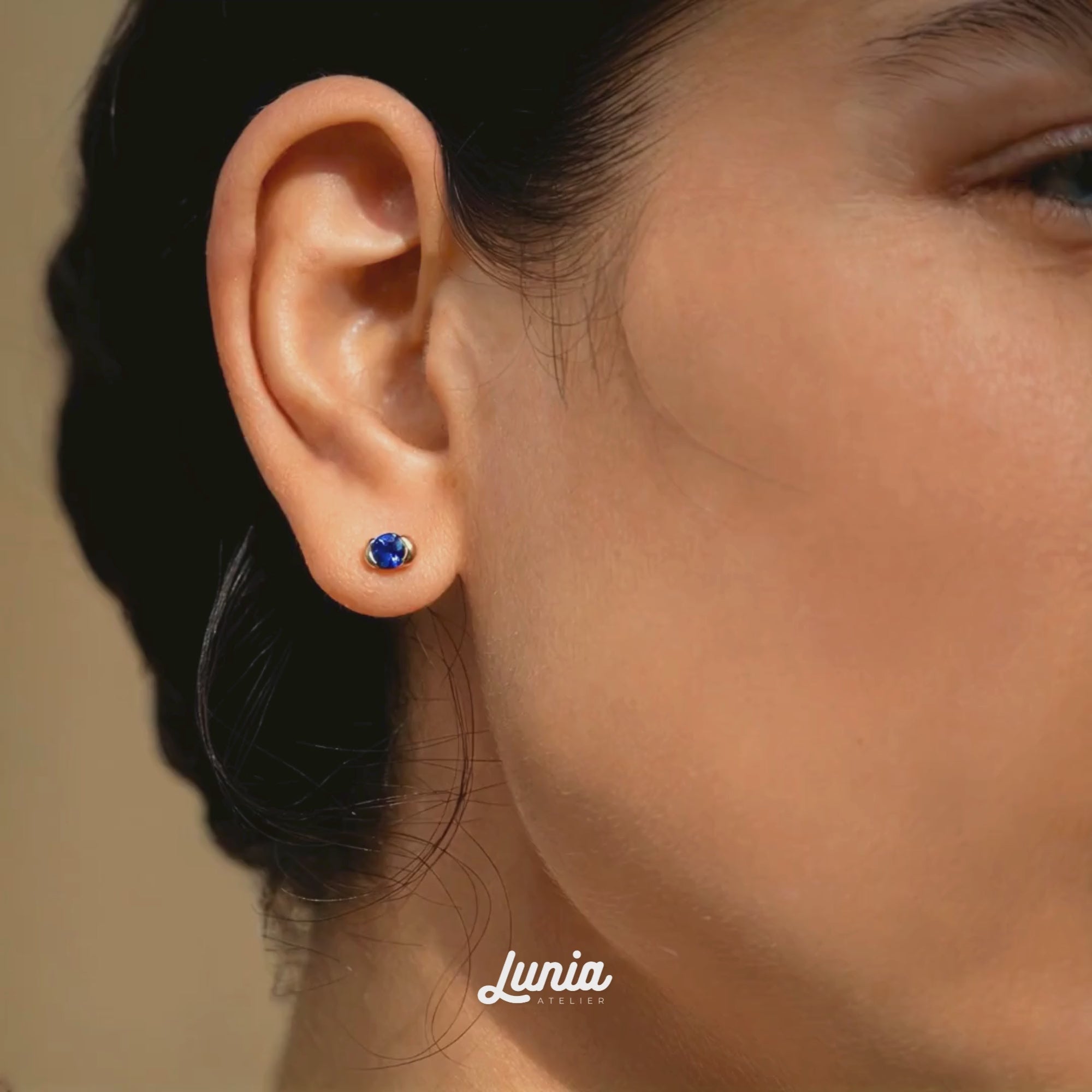 Blue Stone Earrings 14K Gold