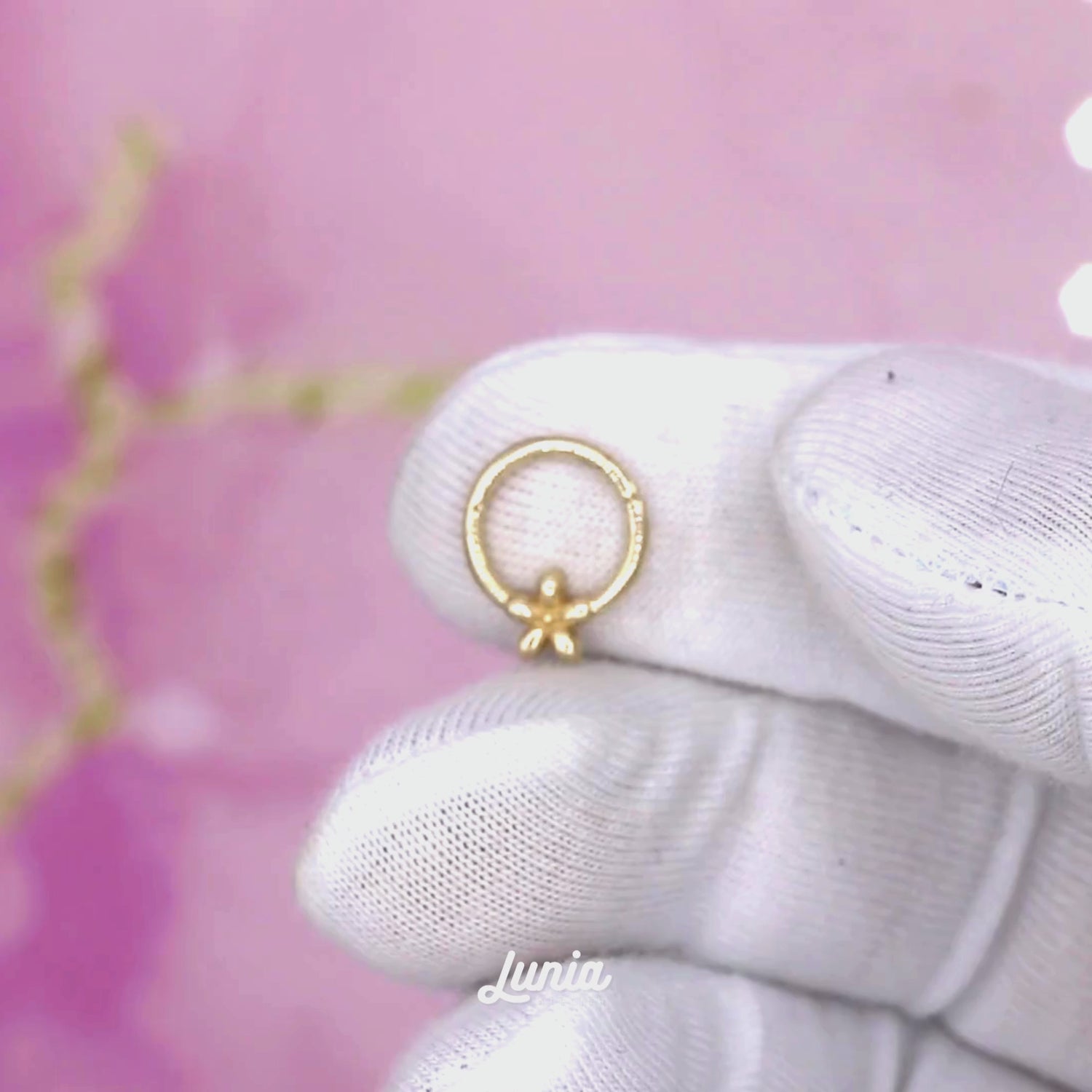 Flower Hoop Ear Piercing 14K Gold