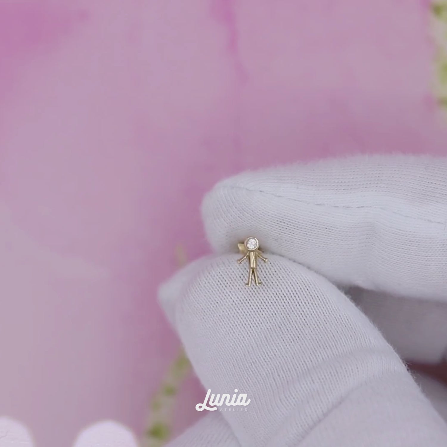Stickman Flatback Ear Piercing 14K Gold with CZ Stone