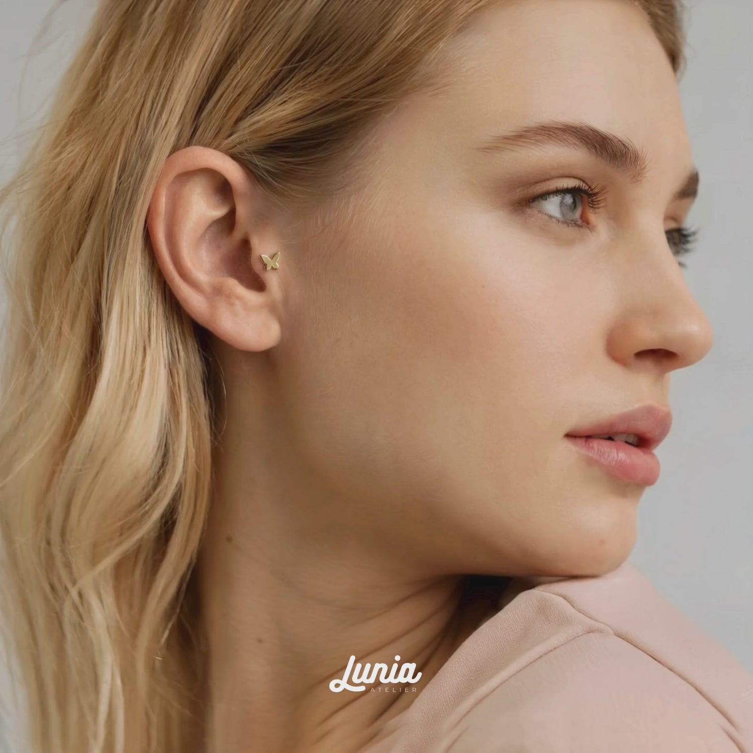 Cute Butterfly Flatback Ear Piercing 14K Gold / Silver