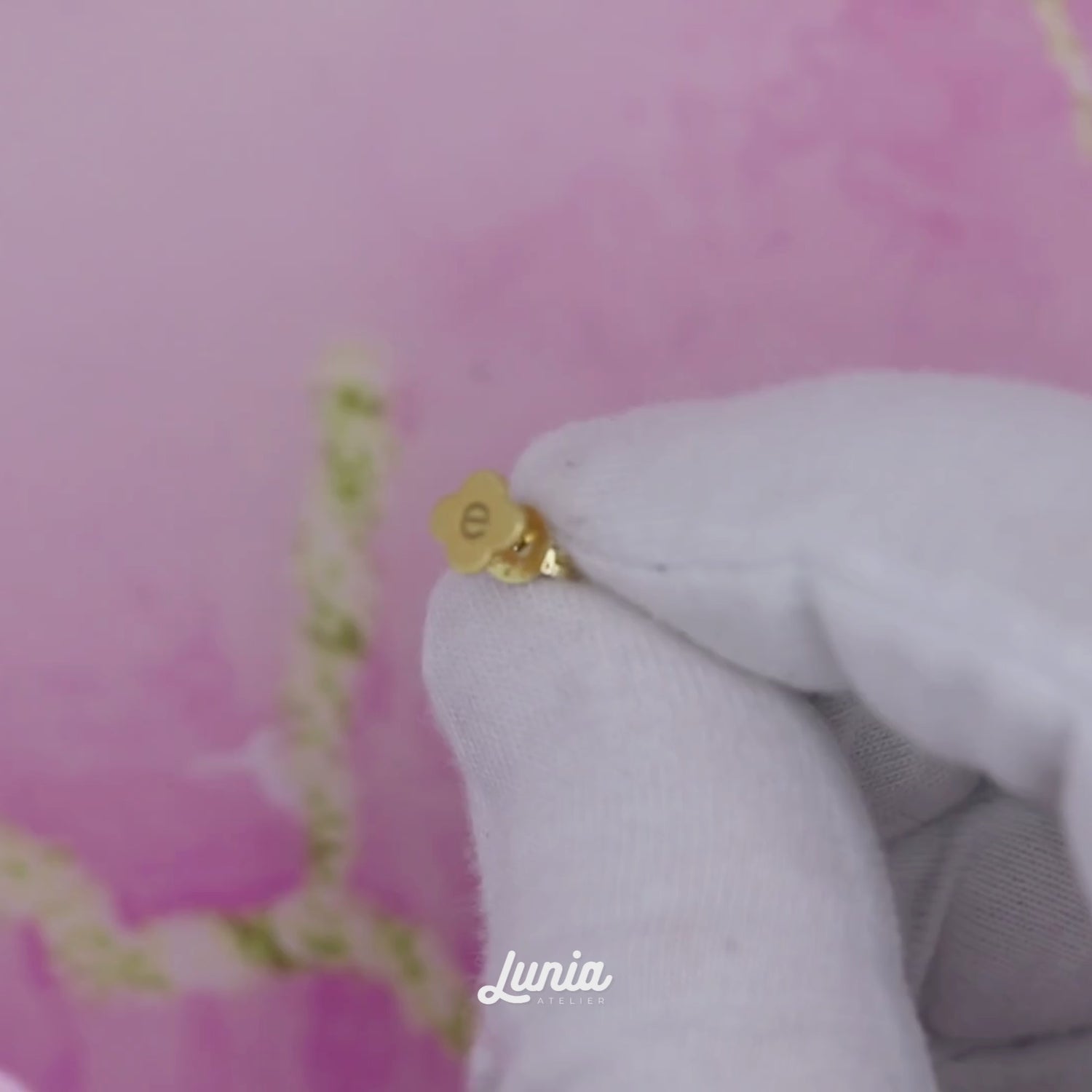 Flower Custom Initial Earrings 14K Gold