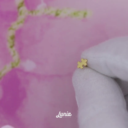 Puzzle Flatback Ear Piercing 14K Gold