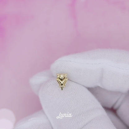 Owl Flatback Ear Piercing 14K Gold