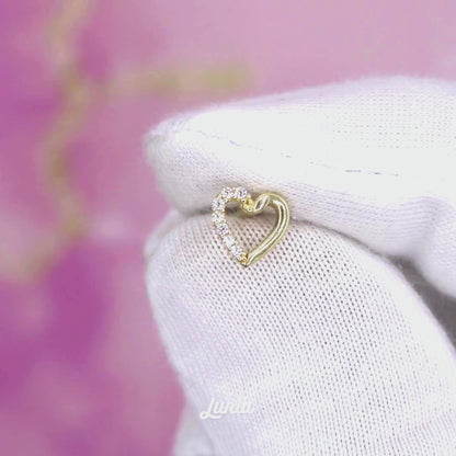 Love Glow Cloud Flatback Ear Piercing 14K Gold with CZ Stone